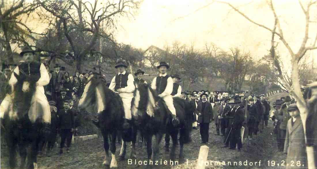 Jormannsdorf: Blochziehen 1928